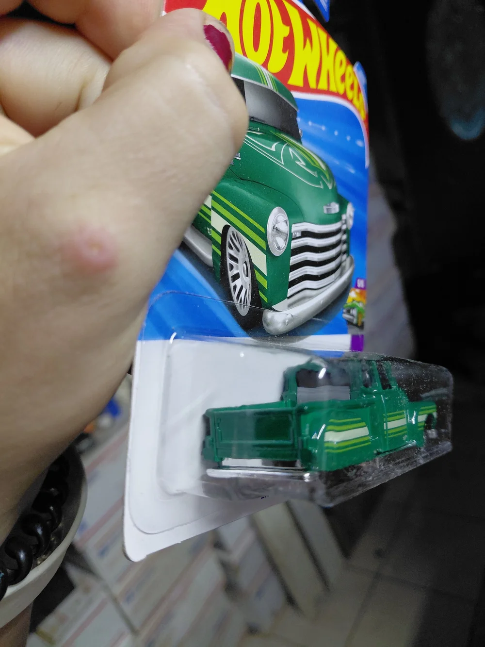 green Hot Wheels La Troca is a 1:64 scale die-cast lowrider pickup truck from th